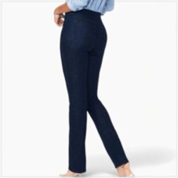 NYDJ Marilyn Straight Leg Pull-on Stretchy Jeans Dark Blue Wash Denim Size 8 NWT - Picture 10 of 12